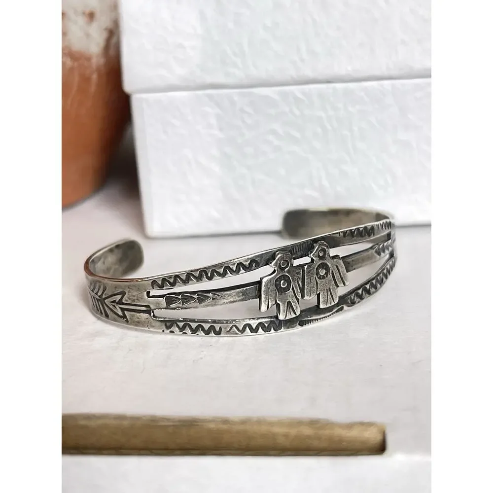FRED HARVEY ERA Navajo THUNDERBIRD Sterling silver Cuff Bracelet Southwest Small